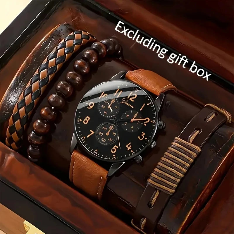 Gift for him: sport watch and bracelet set in a stylish presentation box.