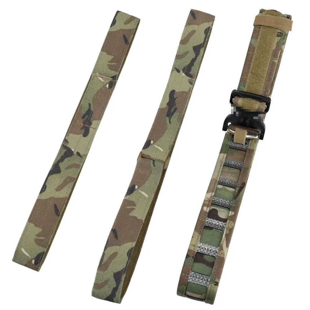 Close-up of the durable alloy buckle on the Command Your Terrain tactical belt.