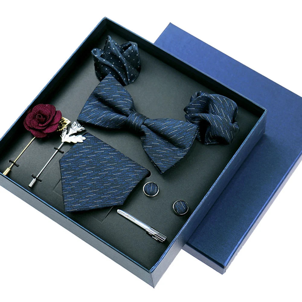 Complete gentleman's formal set featuring blue floral pattern design