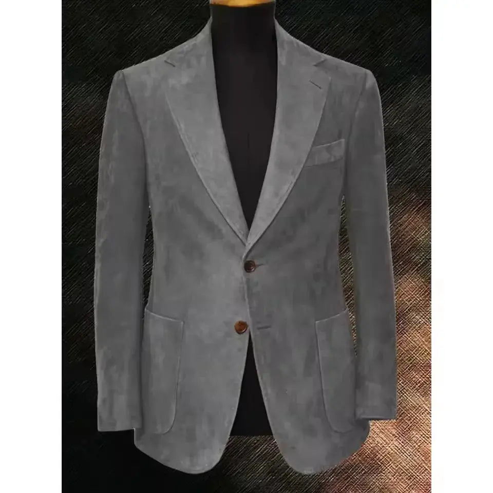 Flat lay of tailored suede jacket with accessories, ideal for a sophisticated look.