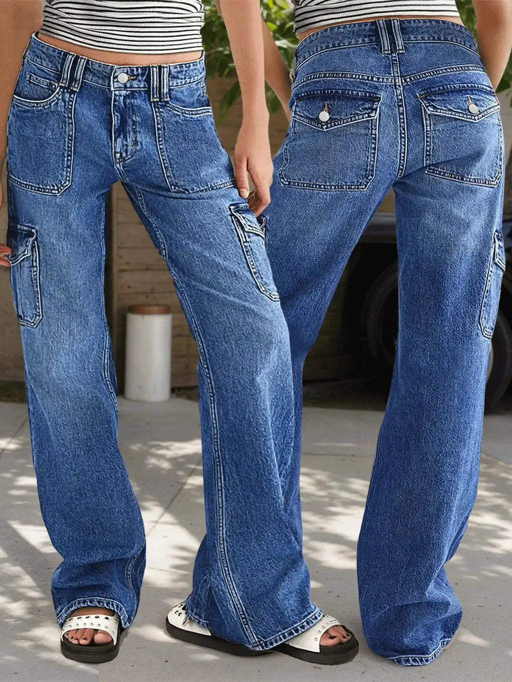 City Stride jeans in dark blue denim, featuring a chic straight-leg design for versatile styling.