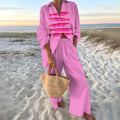 Sophisticated summer set in breathable fabric for warm days.