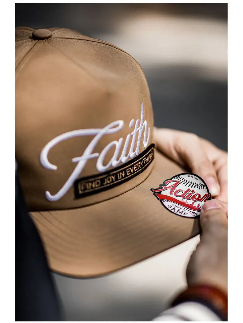 Breathable vintage baseball cap with adjustable strap and bold embroidered front