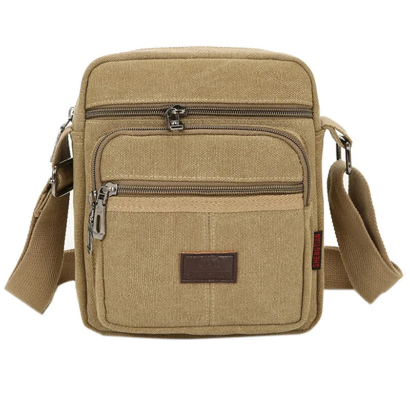 Practical multi-compartment crossbody bag with waterproof canvas shell and adjustable shoulder strap