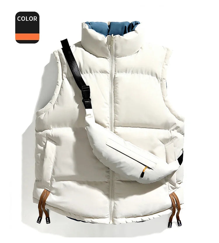 Men's Chill-Proof Vest featuring warm insulation, ideal for outdoor adventures and city life.