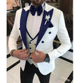 Floral wedding suit displayed on a mannequin, emphasizing its design.