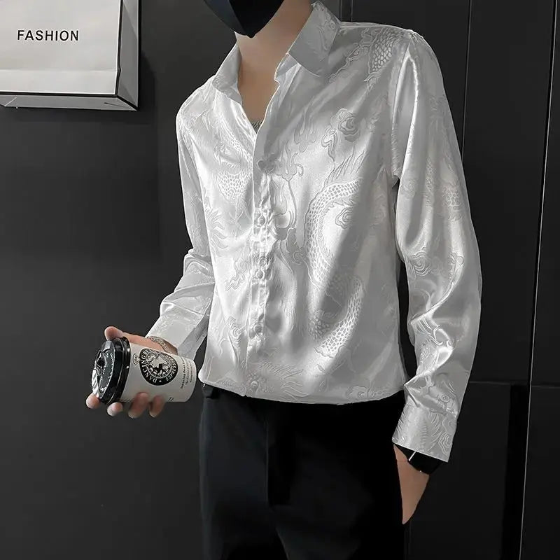 Close-up of breathable silk blend fabric showcasing the soft texture and elegant design of the shirt.