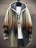 Vibrant winter zip coat with gradient art design in plush thick material.
