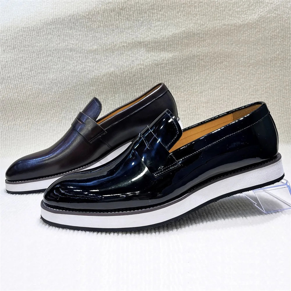 Handmade Felix Chu leather slip-on loafers in black with cushioned insole for all-day comfort