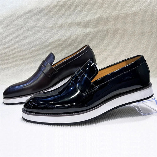 Handmade Felix Chu leather slip-on loafers in black with cushioned insole for all-day comfort