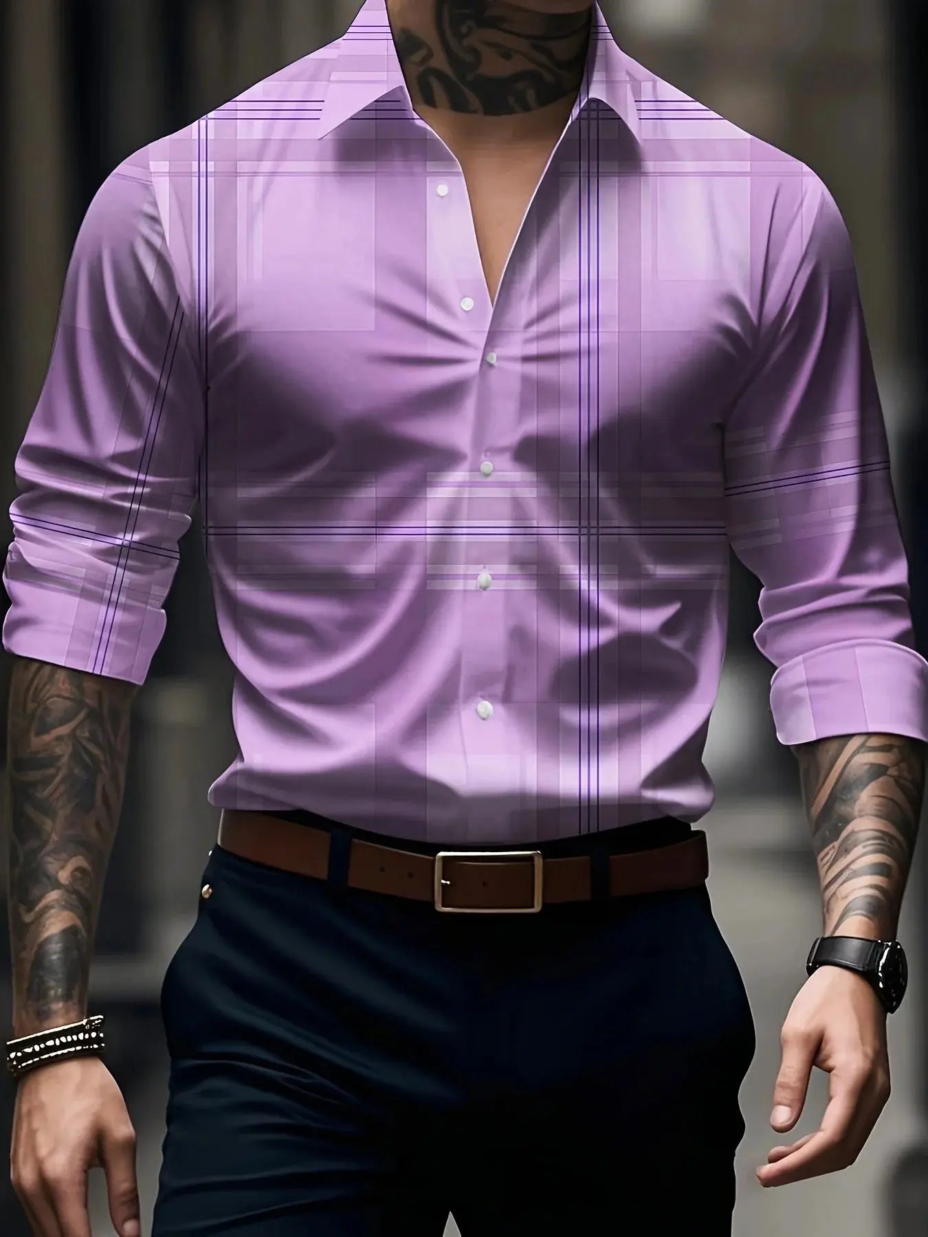 Full view of the Command the Room striped shirt, tailored for a professional and stylish look.
