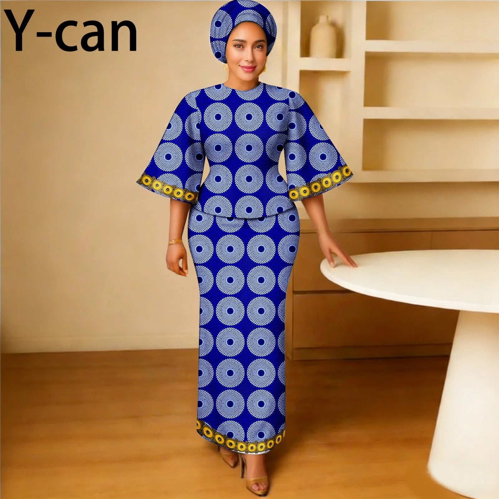 African Traditional Outfits for Women Luxury Top and Slim Fit Skirt Set Bazin Riche Attire for Party Wedding 2626011