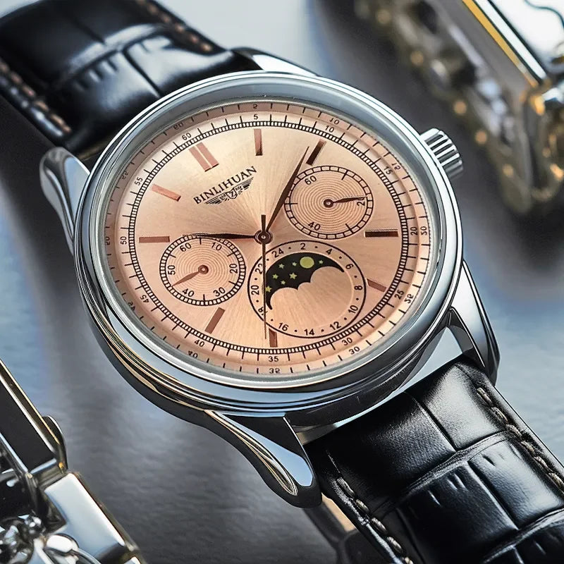 Elegant Timeless Precision watch on a wrist, highlighting its sleek design.