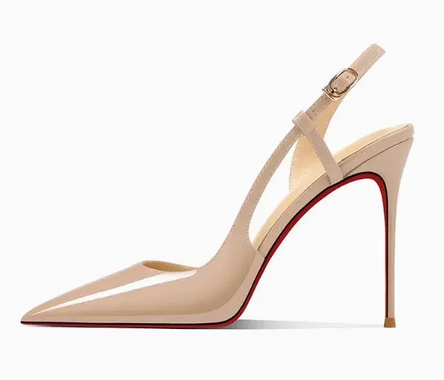 Pointed toe pumps in luxurious white patent leather for gala events.