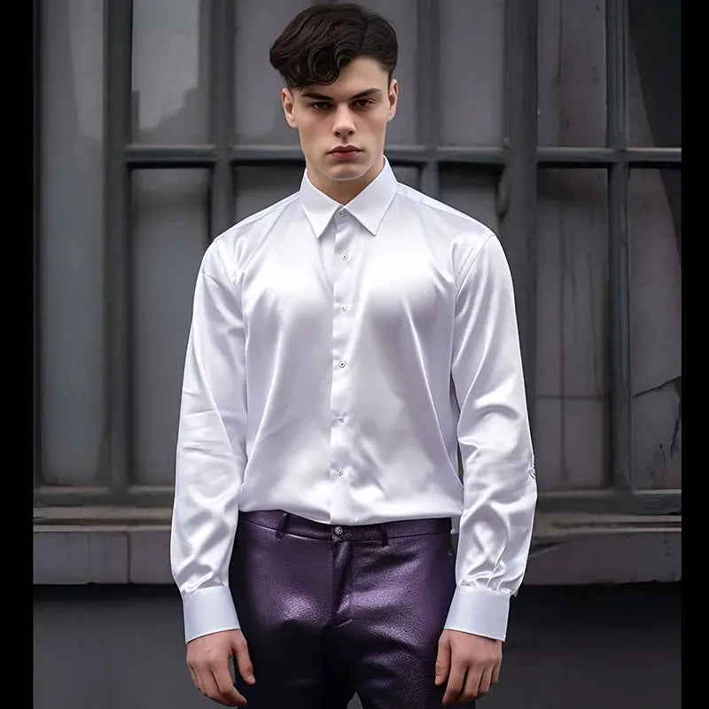 Flat lay of the Silken Touch shirt, highlighting its premium fabric and sophisticated design elements.
