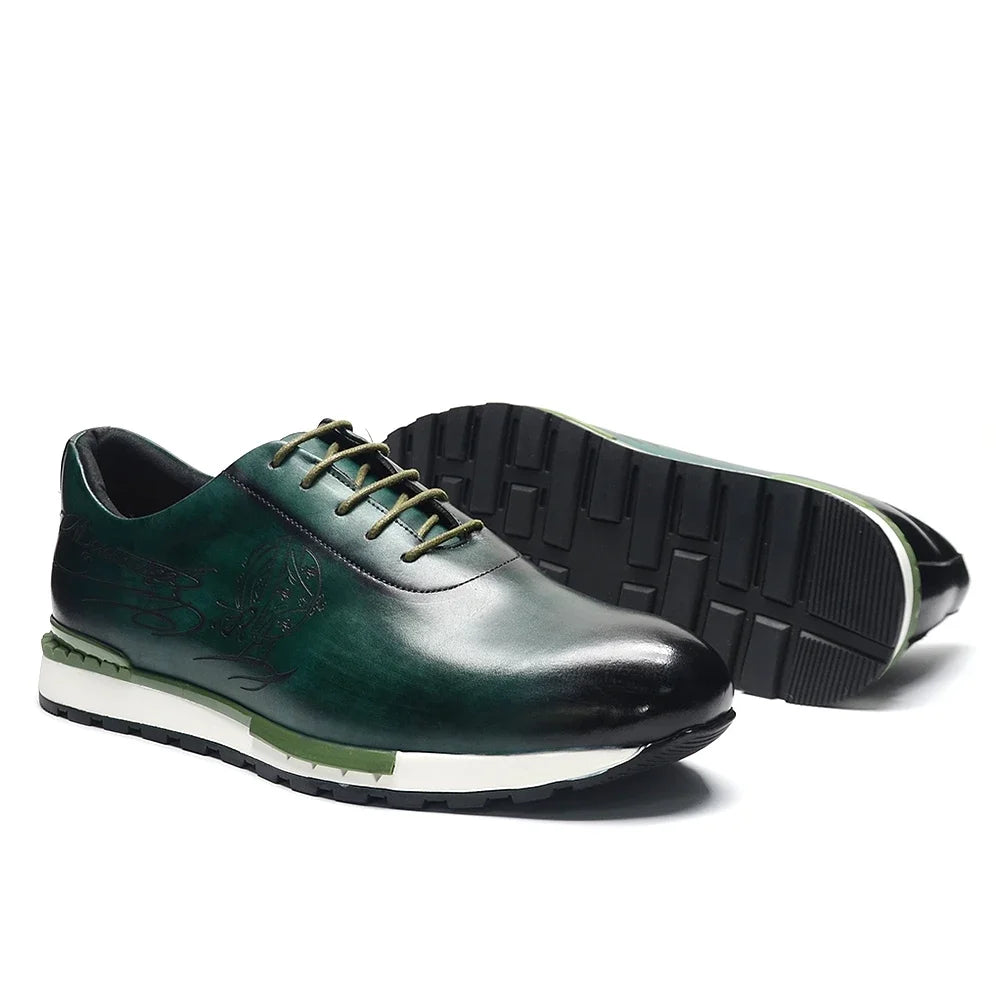 Pair of classic black leather oxford shoes with sheepskin insoles for all-day comfort