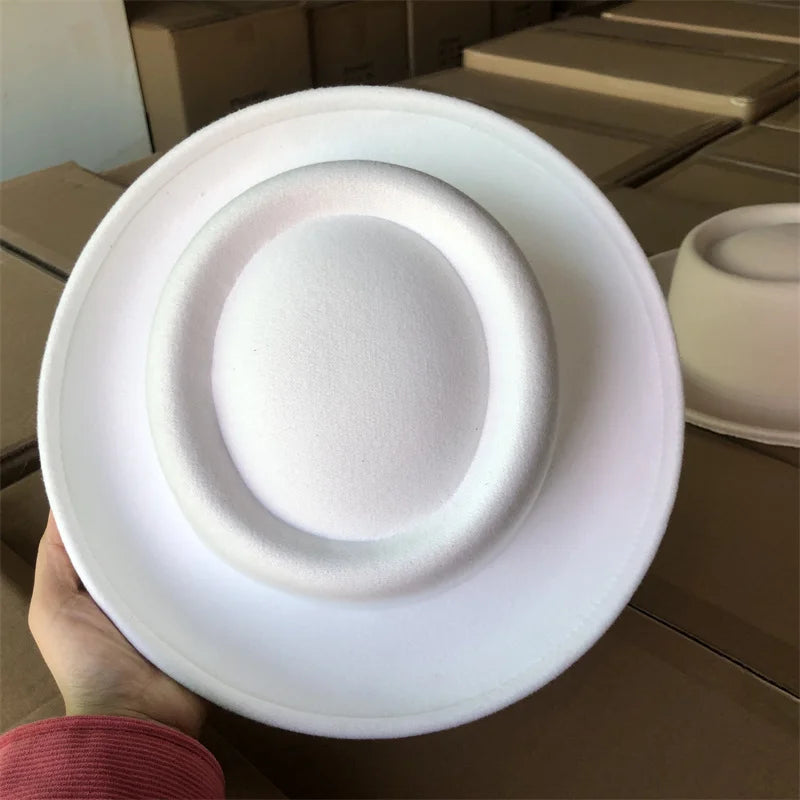 Top-down view of the sleek fedora highlighting its classic silhouette.