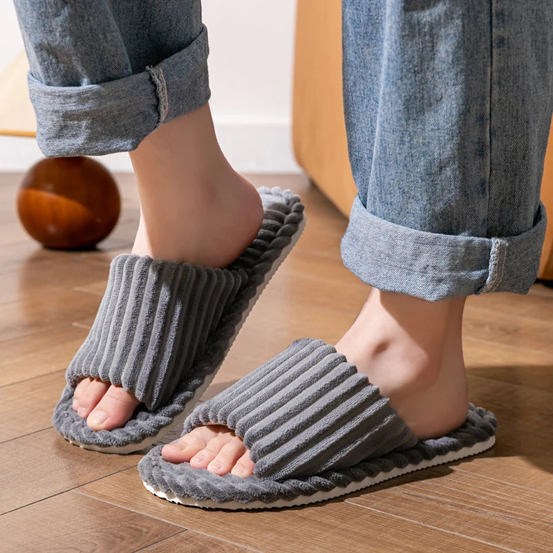 Plush interior of cozy corduroy slippers, providing warmth and comfort.