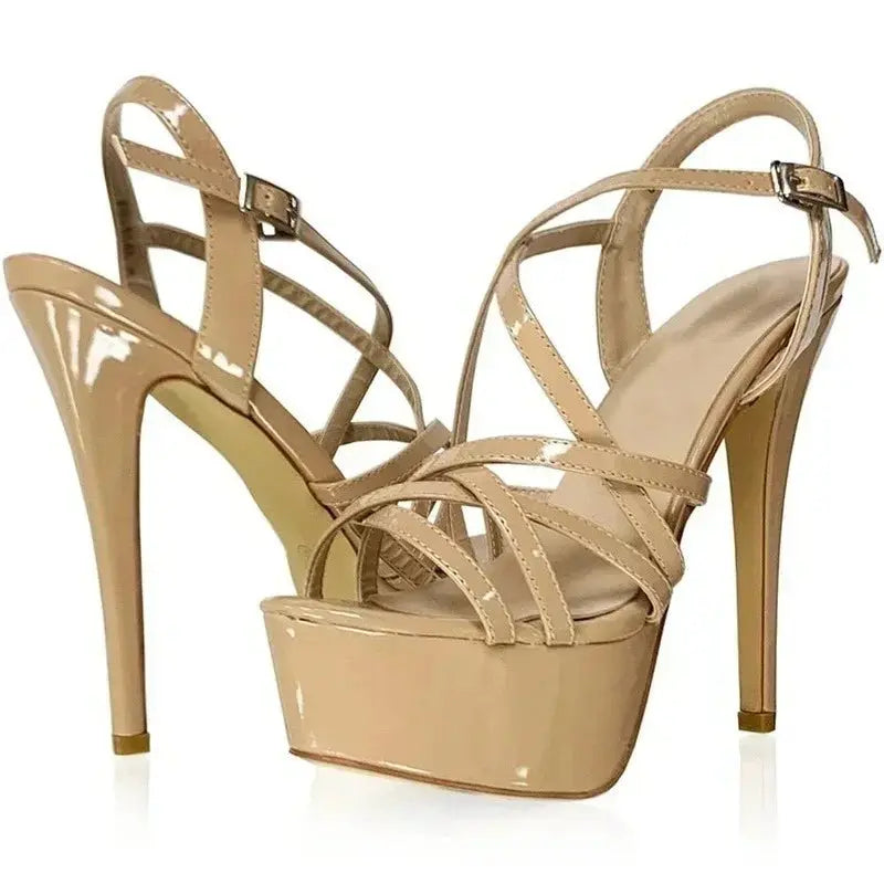 Fashion-forward ankle strap shoes in eye-catching snakeskin.