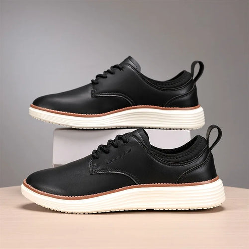 Professional men's leather oxford shoes with low heel and premium stitching detail