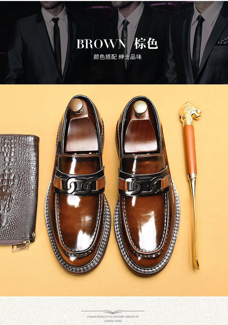 Sophisticated slip-on loafers in rich brown genuine leather construction