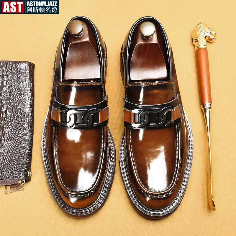 Close-up of premium leather loafer showing supple texture and stitching detail