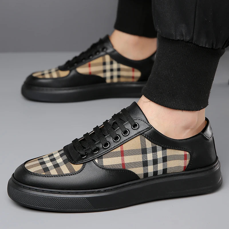 Effortless Stride casual skate shoes in black featuring weather-resistant upper and grip traction sole