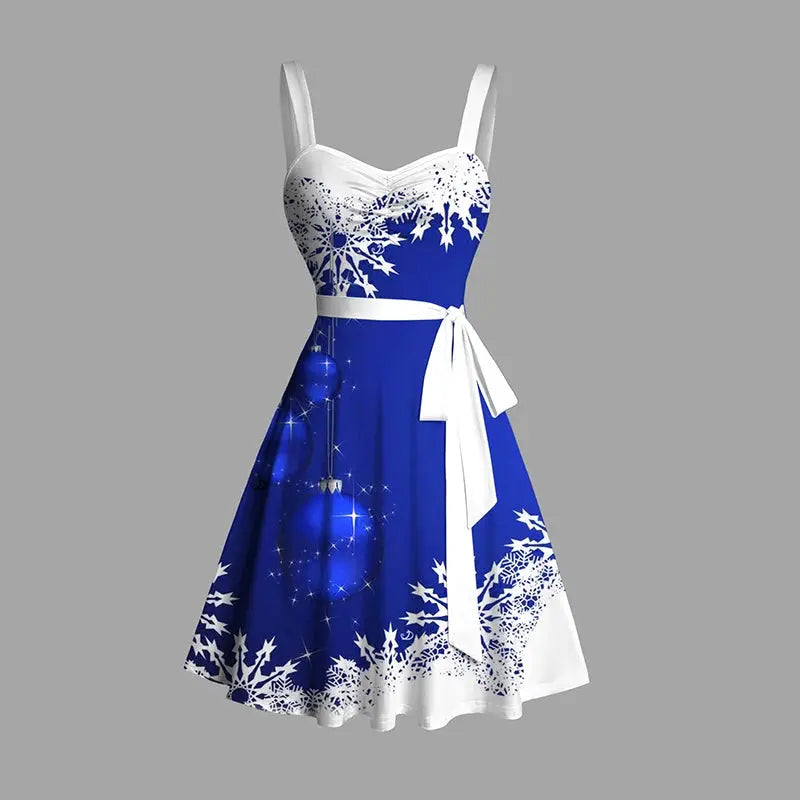 Holiday Radiance Sleeveless Dress styled with accessories for a complete festive look.