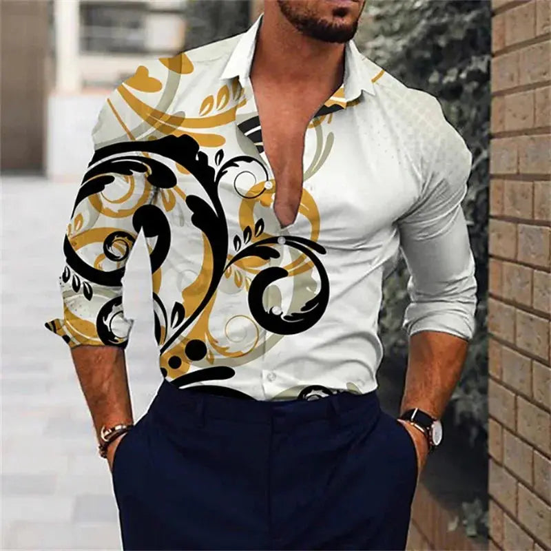 Detail of the striking 3D pattern on the Command the Room Silk-Blend Shirt.