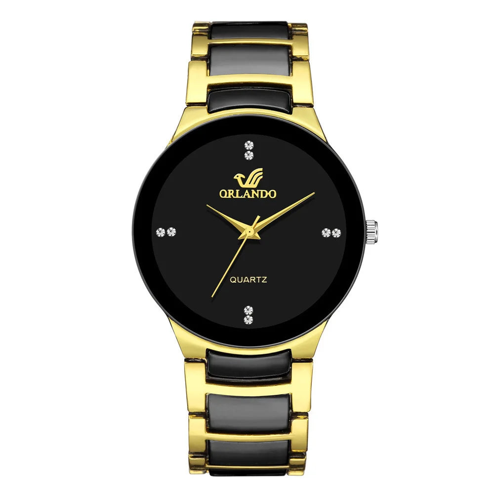 Minimalist quartz movement watch with a sophisticated design for formal occasions.