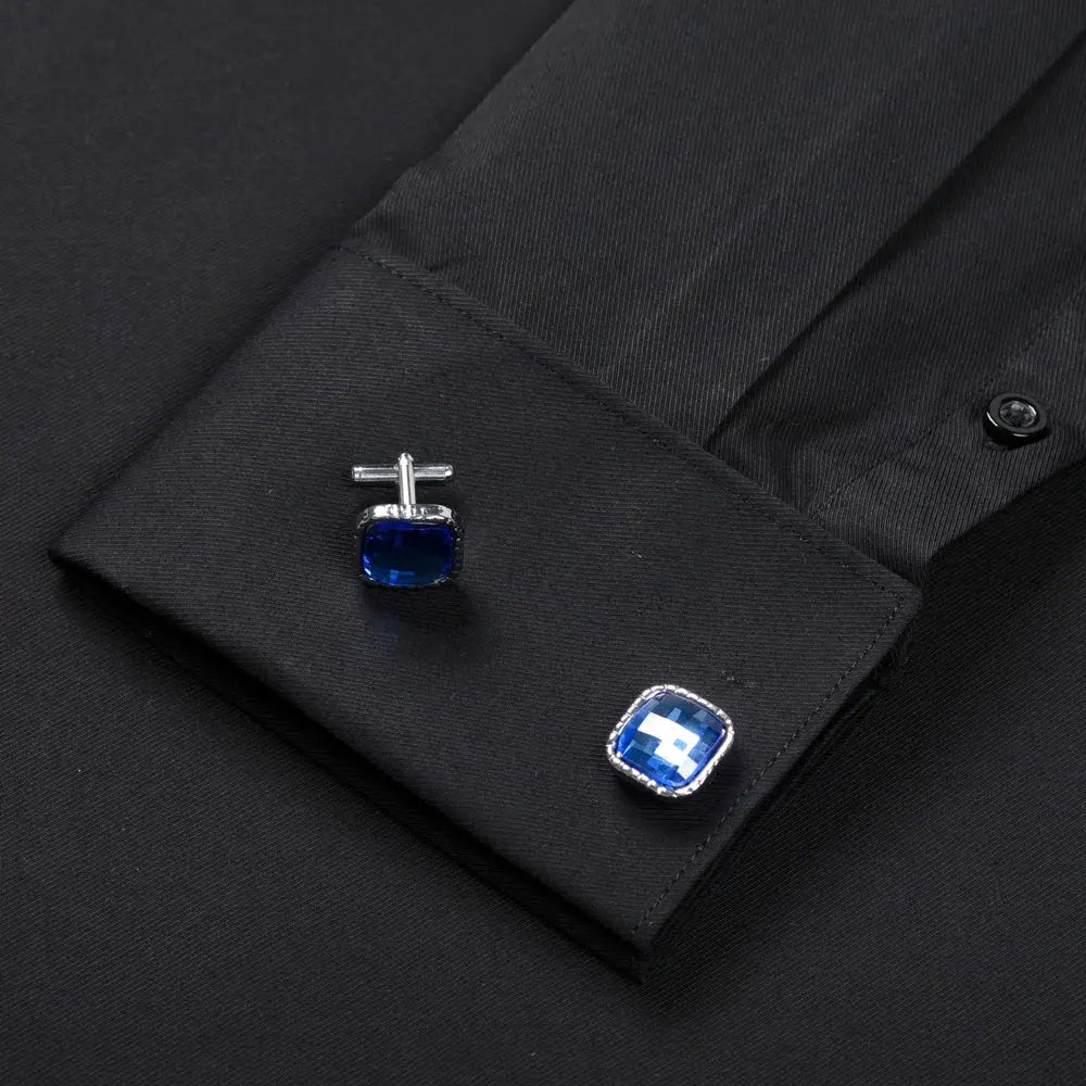 Model wearing a white shirt with hidden details, perfect for business attire.