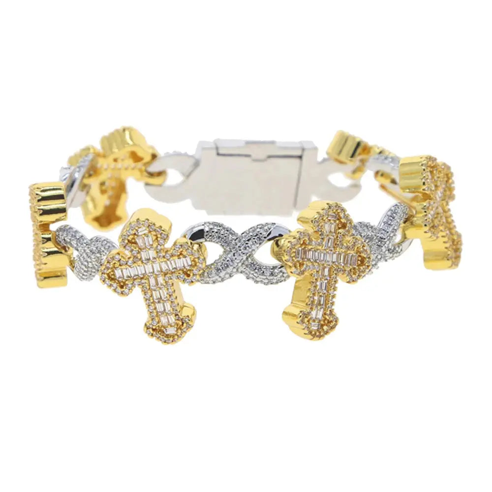 Customizable Cross Charm Bracelet with options to reflect personal style.