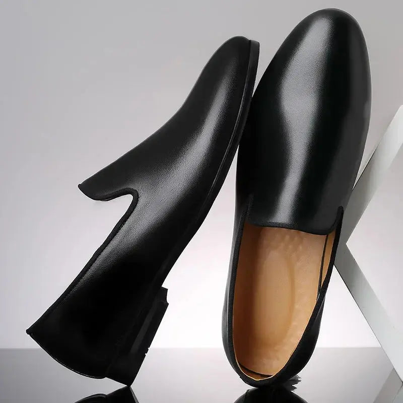 Waterproof leather loafers, perfect for transitioning from business casual to evening wear.