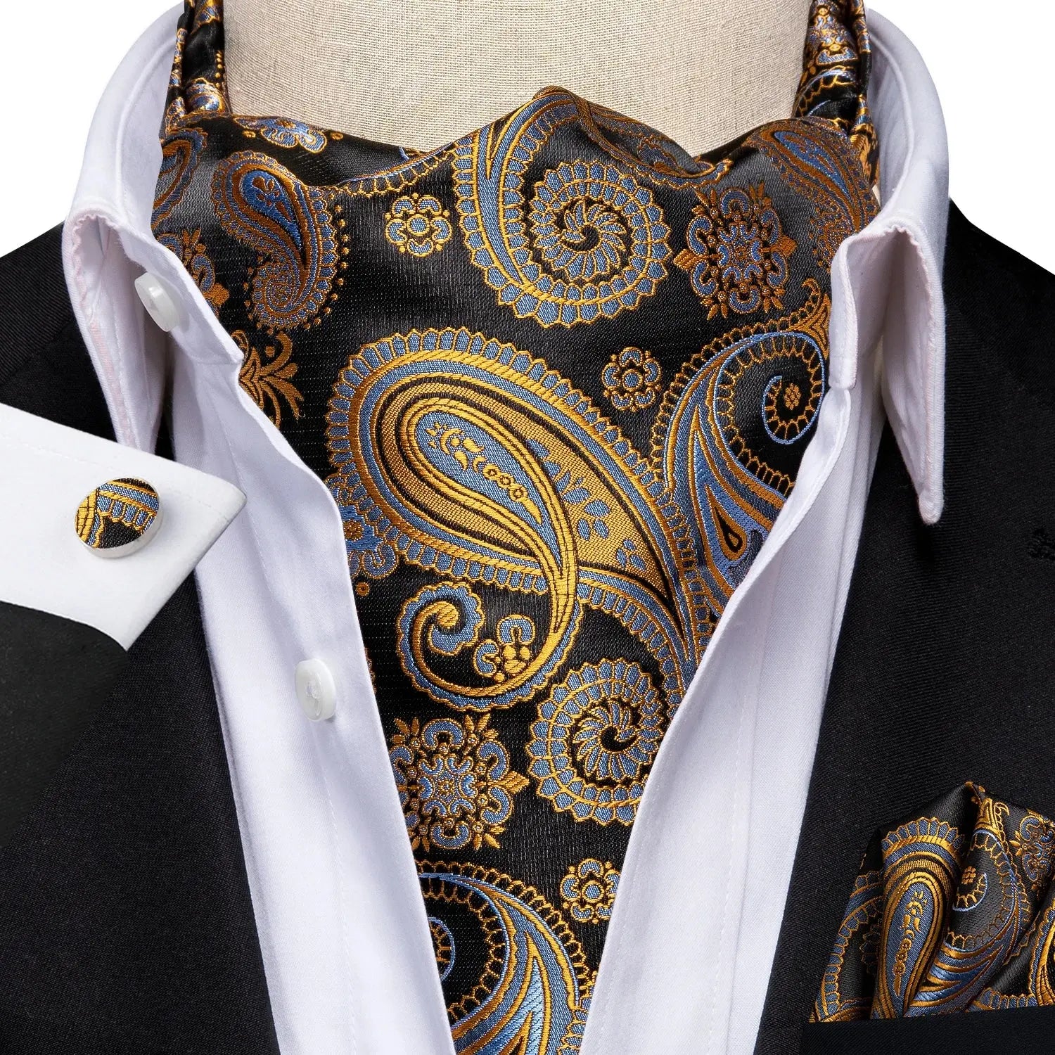 Complete ascot set with cufflinks, perfect for polished looks.
