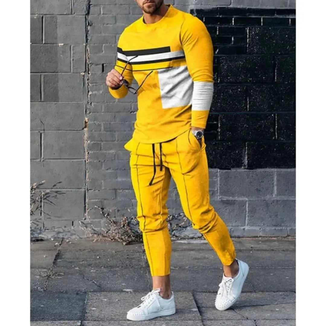 Relaxed fit tracksuit showcasing contemporary print, ideal for stylish loungewear.