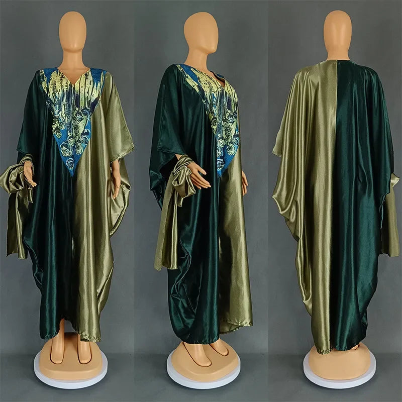 African Ethnic Style Long Dresses for Women 2026 Traditional Printed Patchwork Muslim Abayas Hijab Females Loose Robe Plus Size
