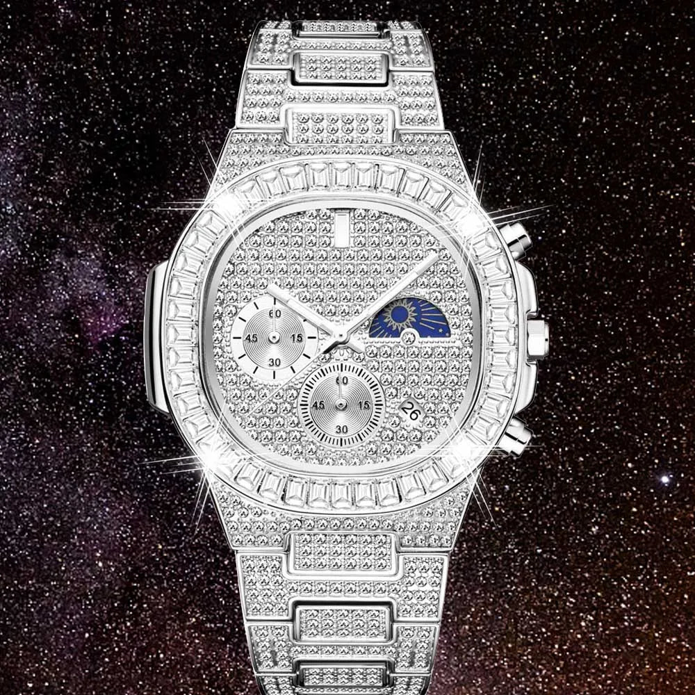 Midnight Sparkle watch with diamond detailing on stainless steel case.