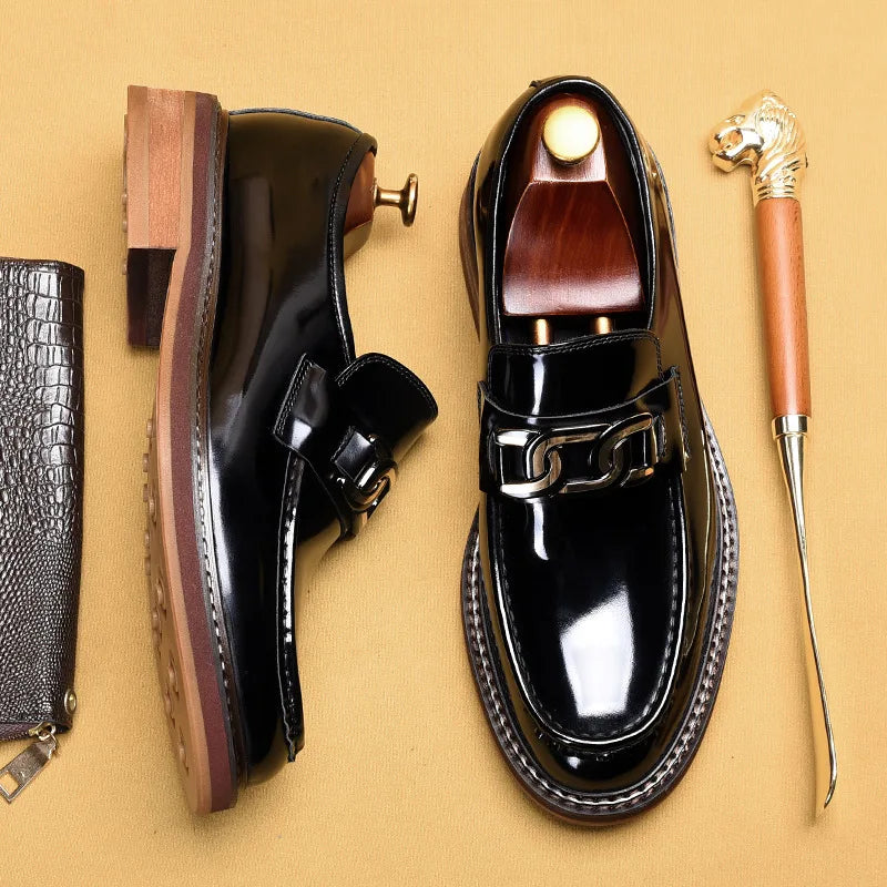 Premium brown leather loafers with custom-molding comfort fit