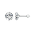 Close-up of cubic zirconia stud earrings showcasing their lasting brilliance and shine.