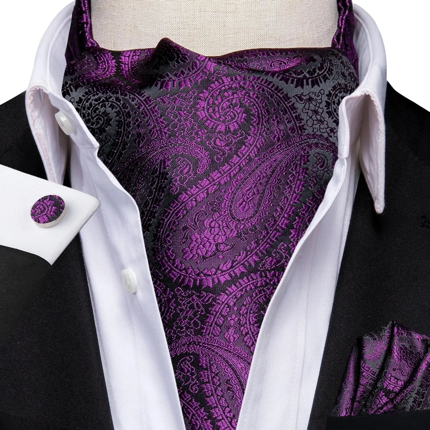 Luxury neckwear featuring Golden Hour Ascot, ideal for formal wear.