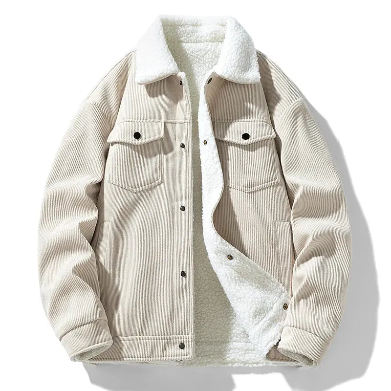 Detail shot of the wool lining inside Winter's Embrace jacket, emphasizing comfort and insulation.