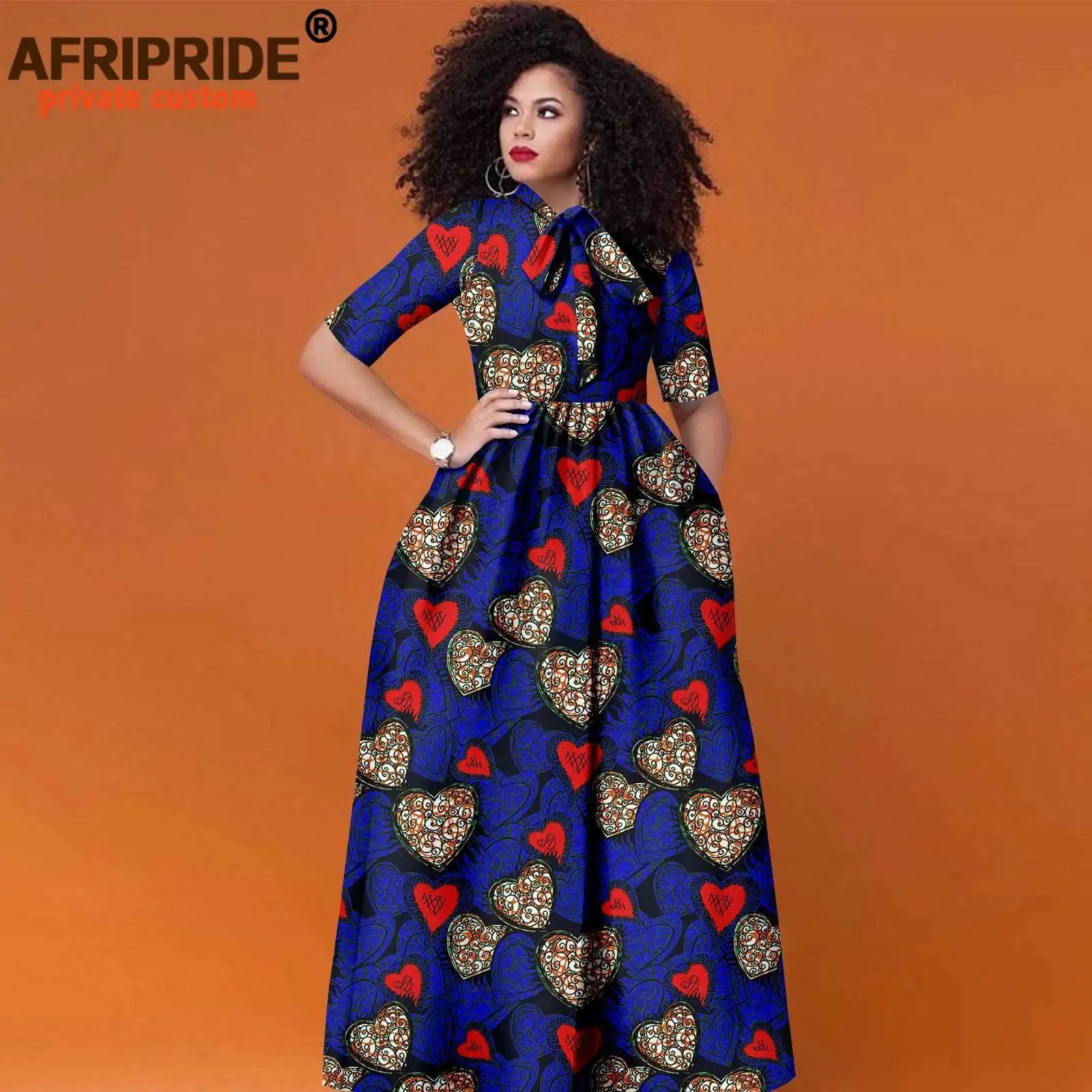 African Women's Ankara Half Sleeve High Waist Maxi Dress