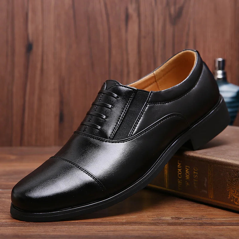 Luxury oxfords in sleek black, perfect for high-stakes meetings.