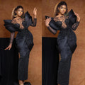 2025 Sexy African Evening Dresses for Women Mermaid Black Lace Prom Gowns Off Shoulder Wedding Dress robes de soirée Customized
