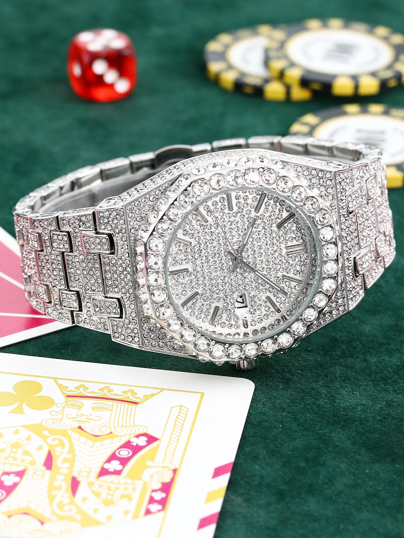 Water-resistant Denvosi wristwatch, highlighting the hidden push-button clasp for seamless elegance.