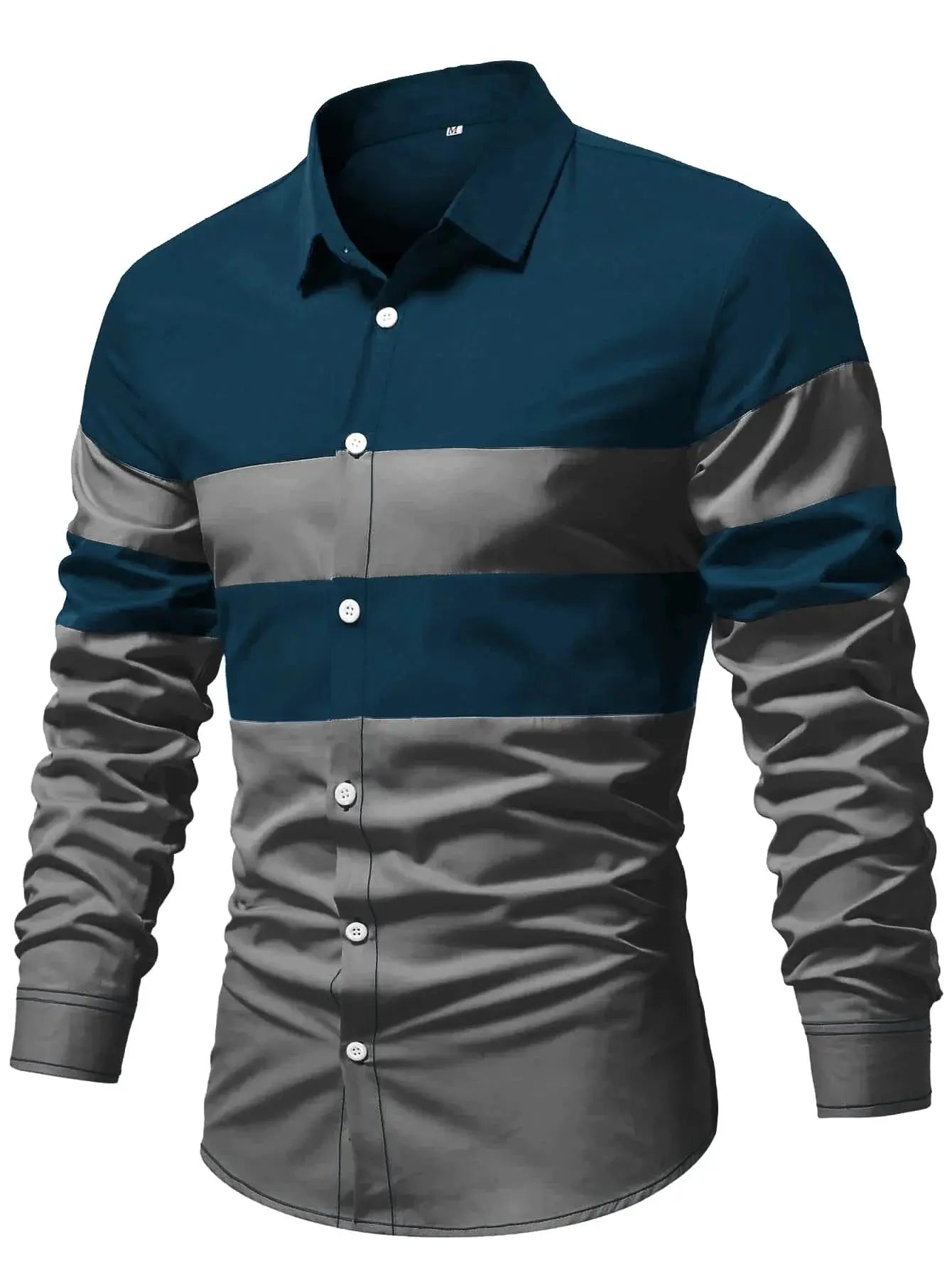 Detail of single-breasted design on Silk Serenity Shirt, emphasizing timeless charm.