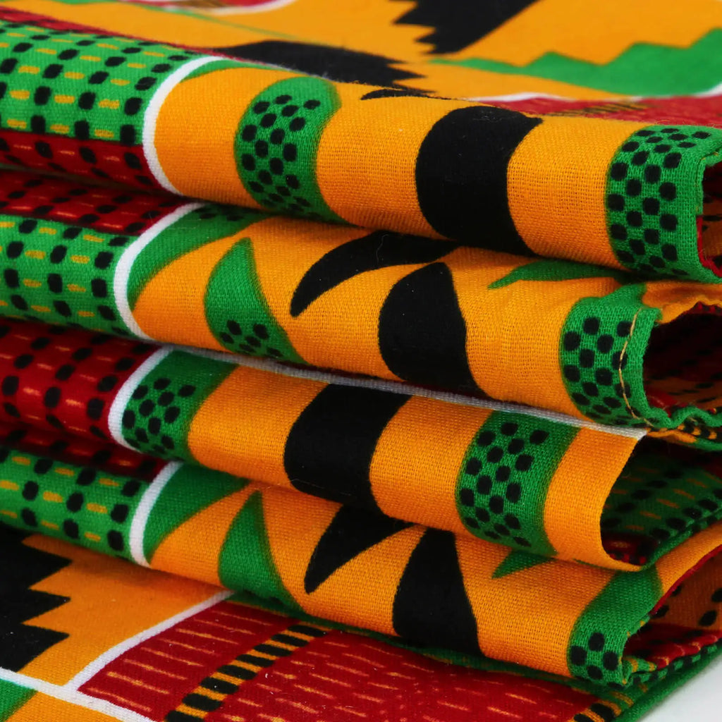 African Kente Pattern Kufi Hat & Stole Sash Shawl