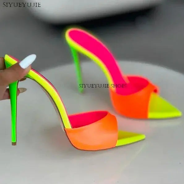 Versatile leopard stiletto slippers in soft kid suede for indoor and outdoor wear