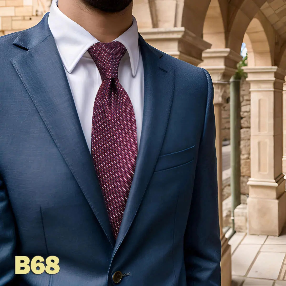 Stylish patterned tie in light blue, designed for a sophisticated look.
