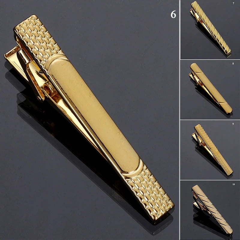 Elegant rose gold tie clip, perfect for business attire.